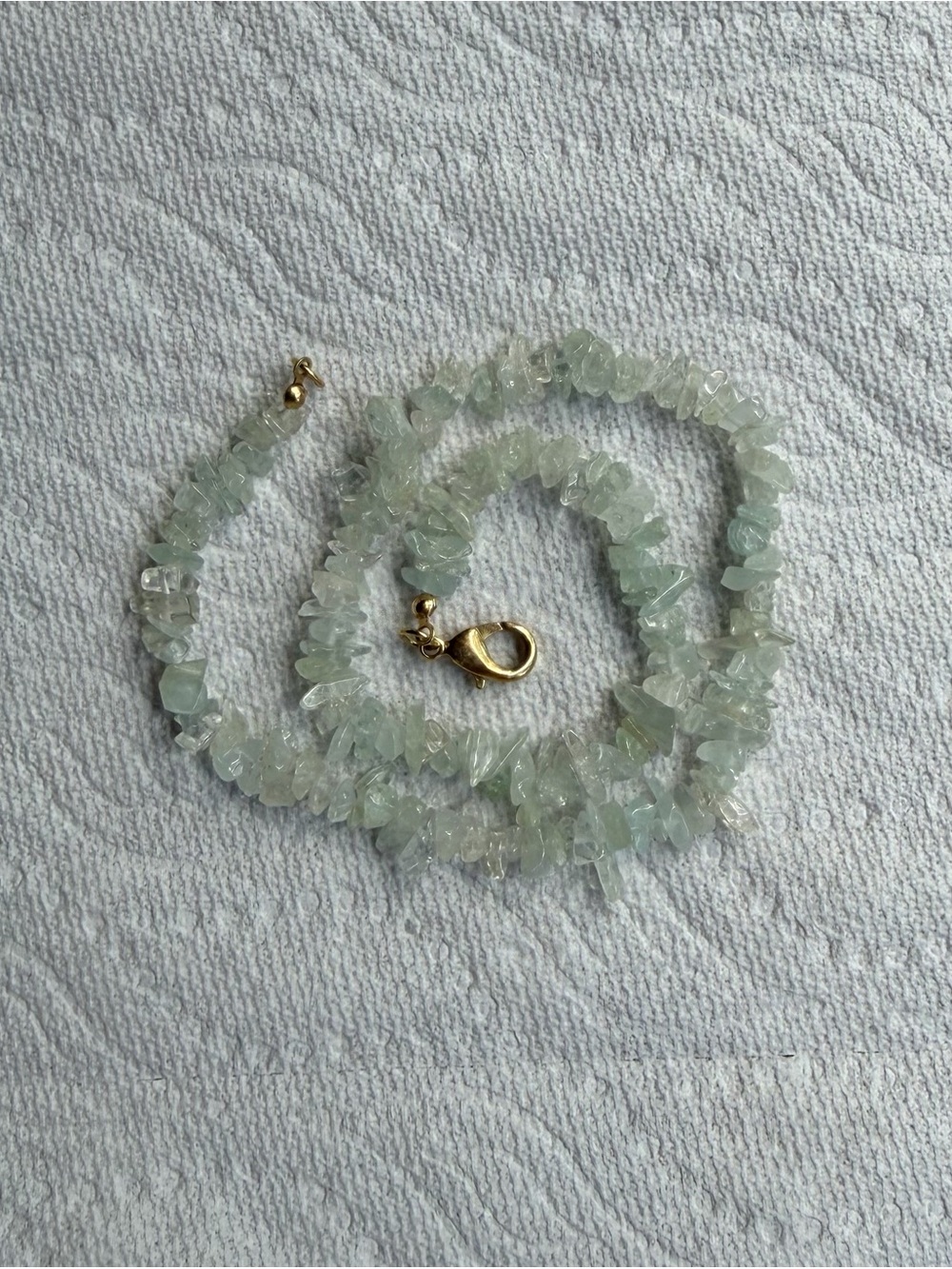 Natural Pale Blue Gemstone Chip Choker Necklace 14” Possibly Aquamarine